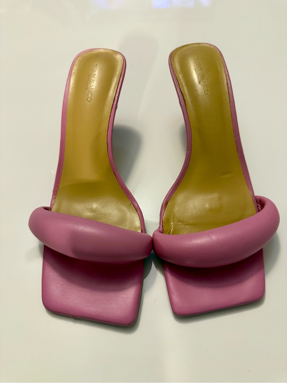 Tony Bianco Bubble Strap Pink Square-Toe Mules